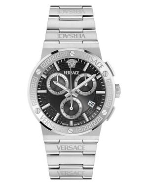 Versace Greca Logo Chronograph Bracelet Watch, 40Mm - Gray