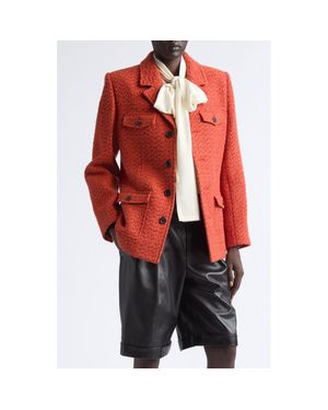 Saint Laurent Tweed Wool & Silk Blend Jacket - Red