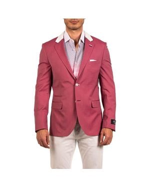 Maceoo Socrate Evo Resistance13 Contrast Trim Virgin Wool Blazer - Red