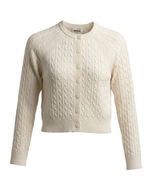 Index Cable Knit Raglan Sleeve Button Front Cardigan - Natural