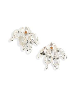 Shana Cave Flower & Leaf Cluster Earrings - Metallic