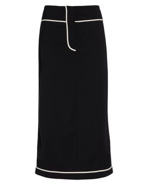 Ashlyn Kado Tropical Stretch Wool Midi Skirt - Black