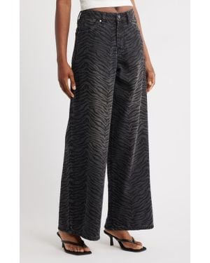 PTCL Viola Zebra Print High Waist Baggy Jeans - Black