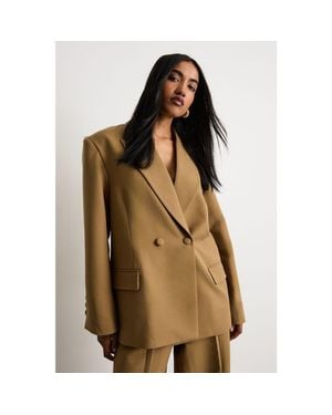 Warehouse The Premium Oversized Tailored Blazer - Brown