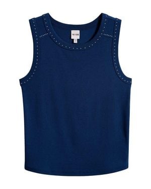NIC+ZOE Perfect Studded Cotton Blend Rib Tank - Blue