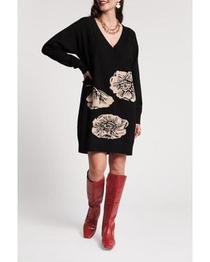 Frances Valentine Skye V Neck Dress - Black
