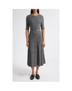 Veronica Beard Elthea Belted Pleated Midi Dress - Black