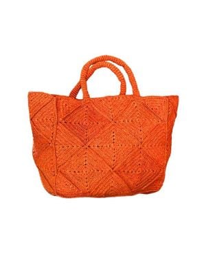 Zanatany Concepts Nico Raffia Tote Bag - Orange