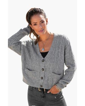 Lascana Cable Knit Cardigan - Gray