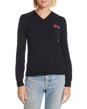 Comme des Garçons Play Double Heart Wool Sweater - Black