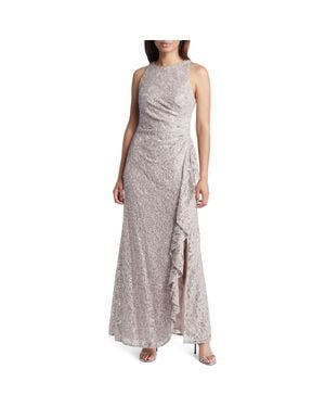 Alex Evenings Ruffle Sequin Lace Gown - Multicolor