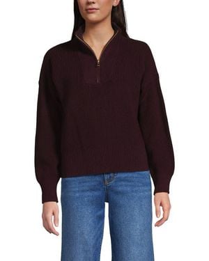Lands' End Drifter Shaker Wedge Quarter Zip Sweater - Red