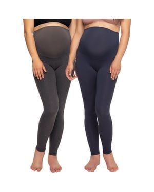 Felina Velvety Soft Maternity Leggings 2 Pack - Blue