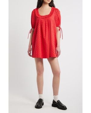 Damson Madder Jemima Organic Cotton Minidress - Red
