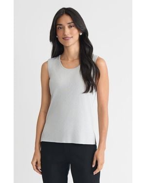 Ming Wang Scoop Neck Knit Tank - White