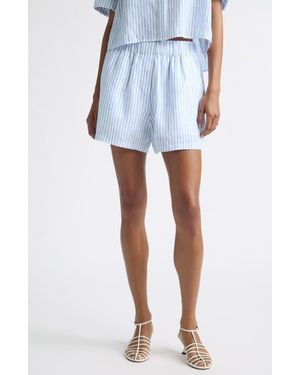A.L.C. Casey Striped Linen Shorts - Blue