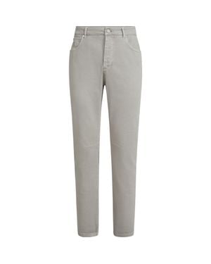 Brunello Cucinelli Garment-Dyed Denim Pants - Gray
