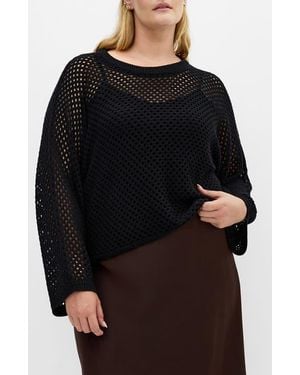 City Chic Open Stitch Sweater - Black