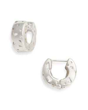 Shana Cave Lace Huggie Hoop Earrings - White