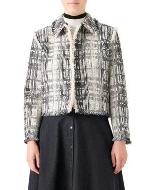 Akris Punto Fringe Trim Mixed Tweed Crop Jacket - Multicolor