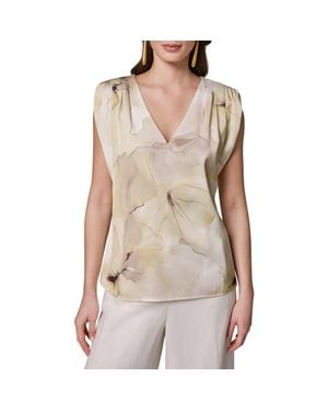 Donna Karan Print Cap Sleeve Top - Natural