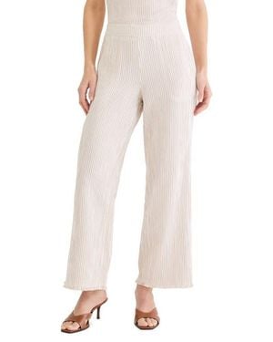 NIC+ZOE Pinstripe Cotton Blend Gauze Wide Leg Pants - Pink