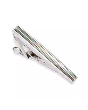 Link Up Abalone Strip Tone Short Tie Bar - Metallic