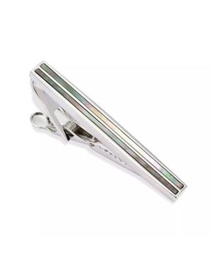 Link Up Abalone Strip Tone Short Tie Bar - Metallic