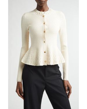 Jason Wu Cable Stitch Peplum Cardigan - White