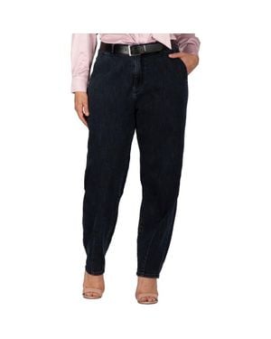Standards & Practices High Waist Seamed Hem Straight Leg Jeans - Blue