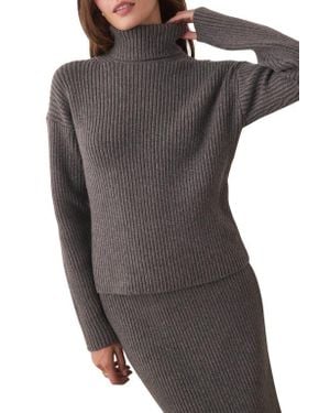 Marine Layer Isla Rib Turtleneck Sweater - Gray