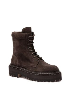 Officine Creative Blossom 006 Suede Block-Heel Bootie - Brown