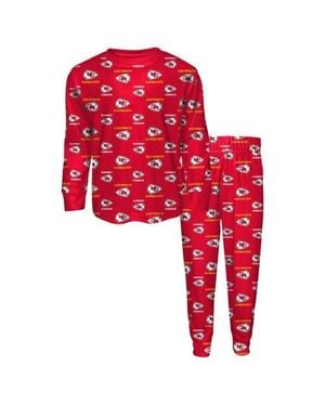 Outerstuff Toddler Kansas City Chiefs All-Over-Print Long Sleeve T-Shirt And Pants Sleep Set - Red