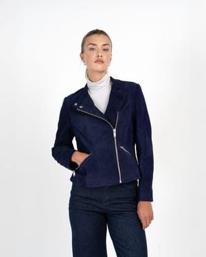 Kettlewell Hudson Suede Biker Jacket - Blue