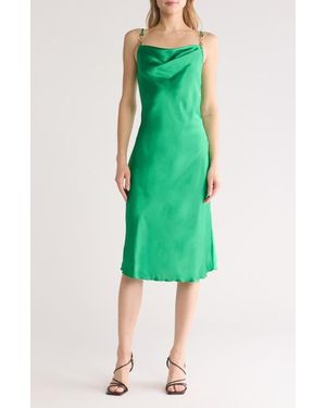 Jump Apparel Satin Cowl Neck Midi Dress - Green