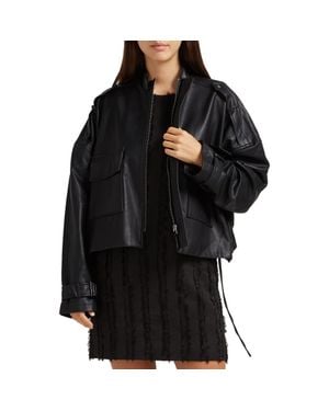 Belle & Bloom Reload Draped Faux Leather Jacket - Black