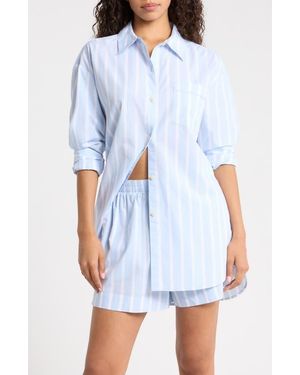 Nordstrom Oversize Stripe Cotton Short Pajamas - Blue