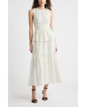Chelsea28 Crewneck Seamed Waist Maxi Dress - White