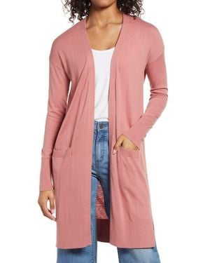 Halogen® Open Front Pocket Cardigan - Pink
