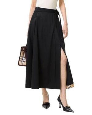 Burberry Belina Belted Wool Twill Skirt - Black