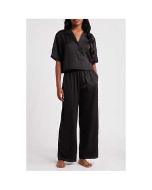 Open Edit Boxy Everyday Satin Pajamas - Black