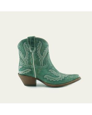 Buck & Brana Eleanor Leather Boots - Green