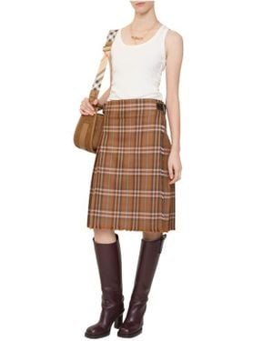 Burberry Check Wool Kilt - Natural