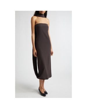 Paloma Wool Alberch Strapless Wool Blend Dress With Attached Scarf - Black