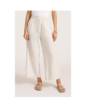 Matty M Beverly Relaxed Stripe Linen Blend Drawstring Pants - Pink