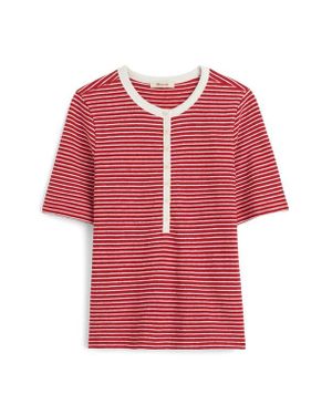 Madewell Stripe Elbow Sleeve Henley - Red