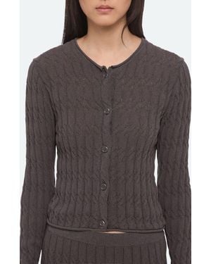 Helmut Lang Cable Stitch Crop Cardigan - Gray