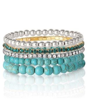 Jessica Simpson Crystal Stretch Bracelet, 5 Piece Set - Blue
