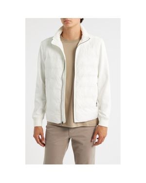 Bugatchi Soft Touch Quilted Zip-Up Bomber Jacket - White
