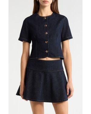 Astr Lennon Short Sleeve Denim Jacket - Blue